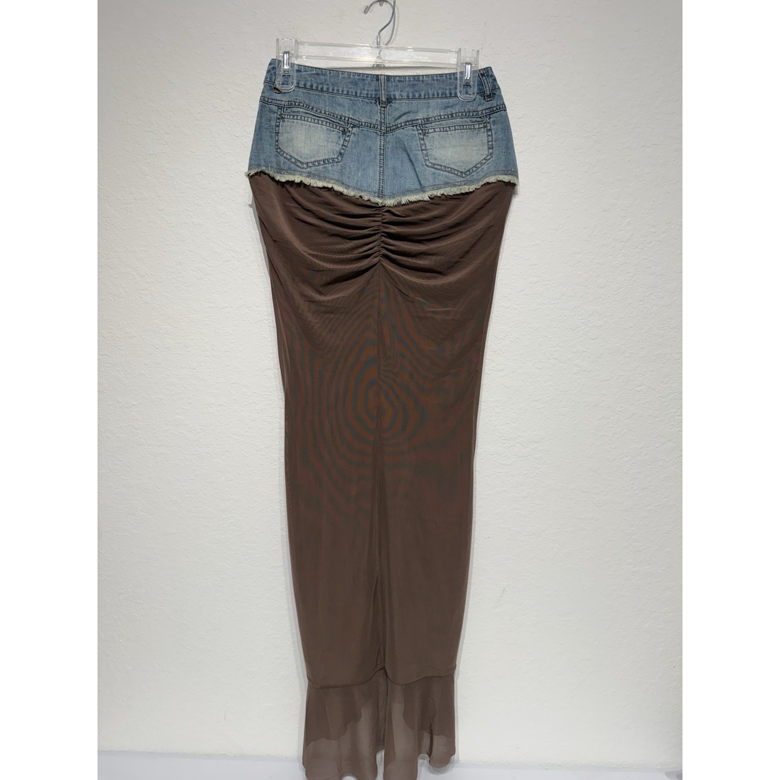 The Kript Sorina Skirt Layered Denim And Mesh Maxi Skirt Nwt Size Xs — image 6 of 8